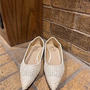 Elegant Cream Woven Flats